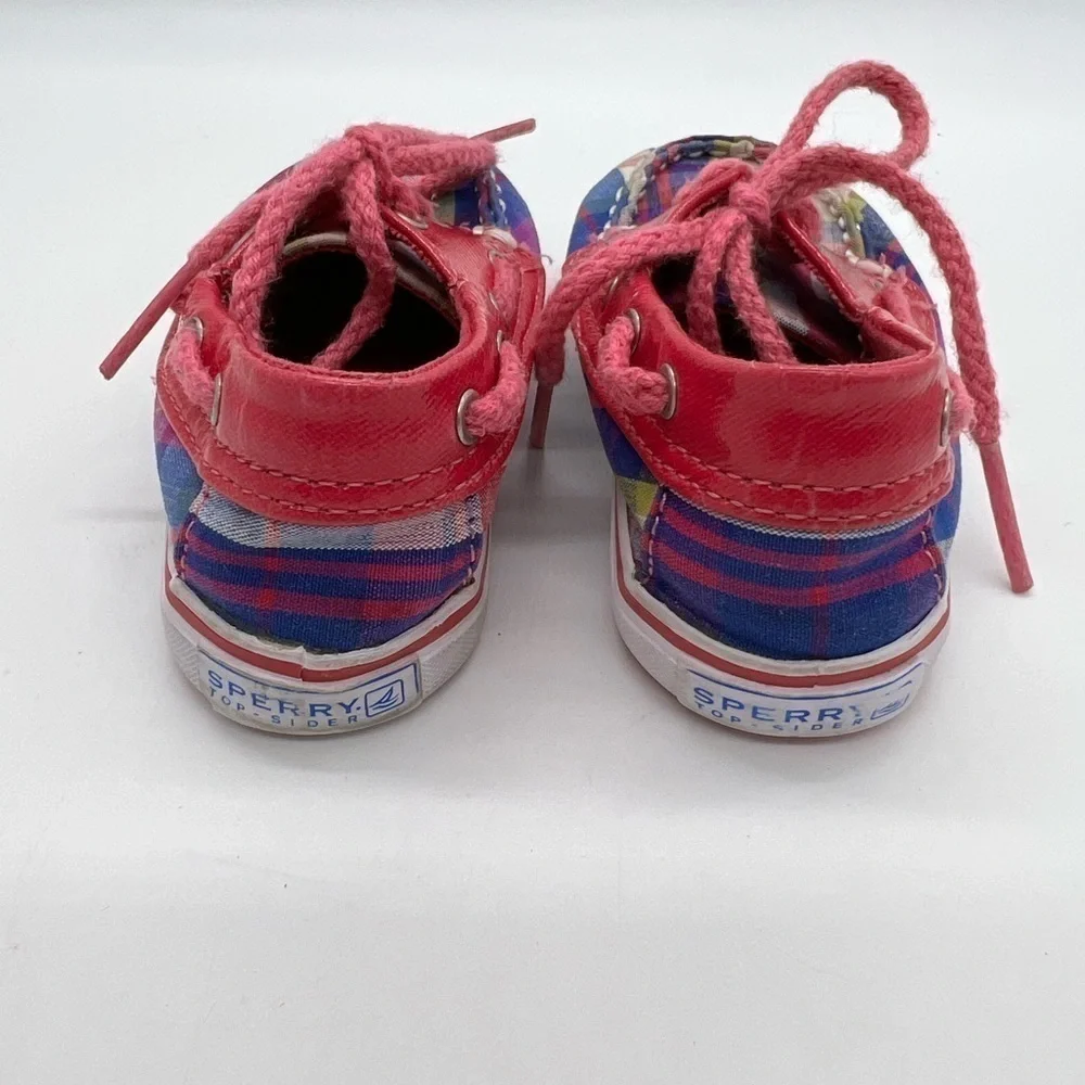 SPERRY TOP SIDERS BABY GIRL PINK AND BLUE PLAID SIZE CRIB 4